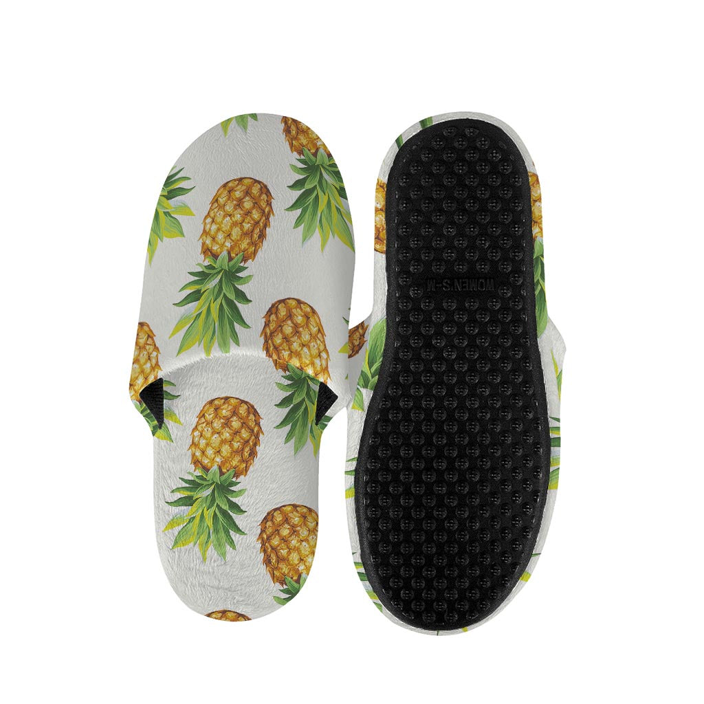 White Pineapple Pattern Print Slippers