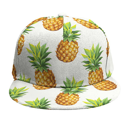 White Pineapple Pattern Print Snapback Cap
