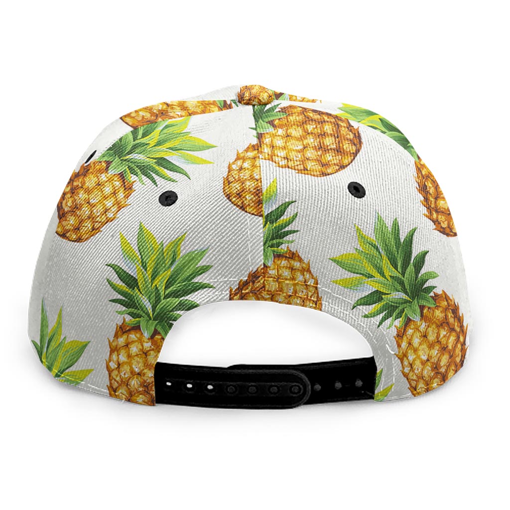 White Pineapple Pattern Print Snapback Cap