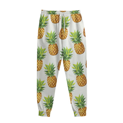 White Pineapple Pattern Print Sweatpants