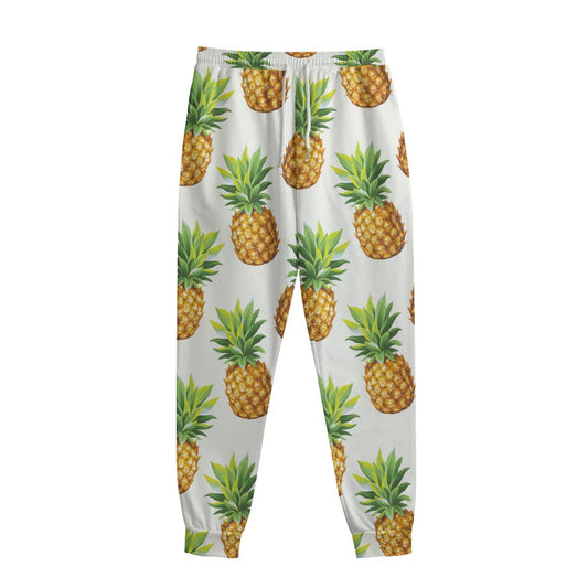 White Pineapple Pattern Print Sweatpants