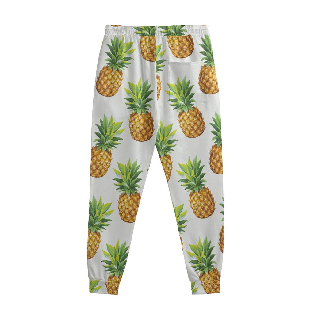 White Pineapple Pattern Print Sweatpants