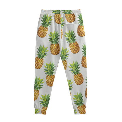 White Pineapple Pattern Print Sweatpants