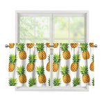 White Pineapple Pattern Print Tier Curtains