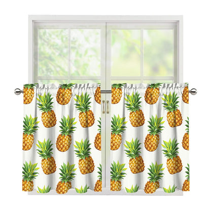 White Pineapple Pattern Print Tier Curtains