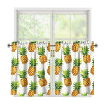 White Pineapple Pattern Print Tier Curtains