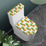 White Pineapple Pattern Print Toilet Lid And Tank Cover Set