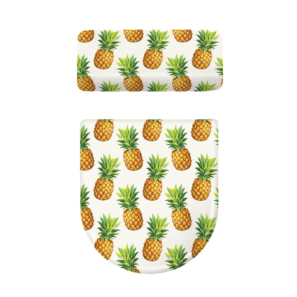 White Pineapple Pattern Print Toilet Lid And Tank Cover Set