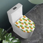 White Pineapple Pattern Print Toilet Lid Cover