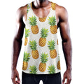White Pineapple Pattern Print Men's Workout Tank Top