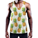 White Pineapple Pattern Print Training Tank Top