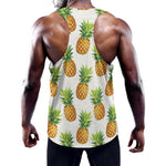 White Pineapple Pattern Print Training Tank Top