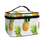 White Pineapple Pattern Print Travel Makeup Bag
