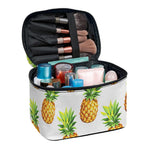 White Pineapple Pattern Print Travel Makeup Bag