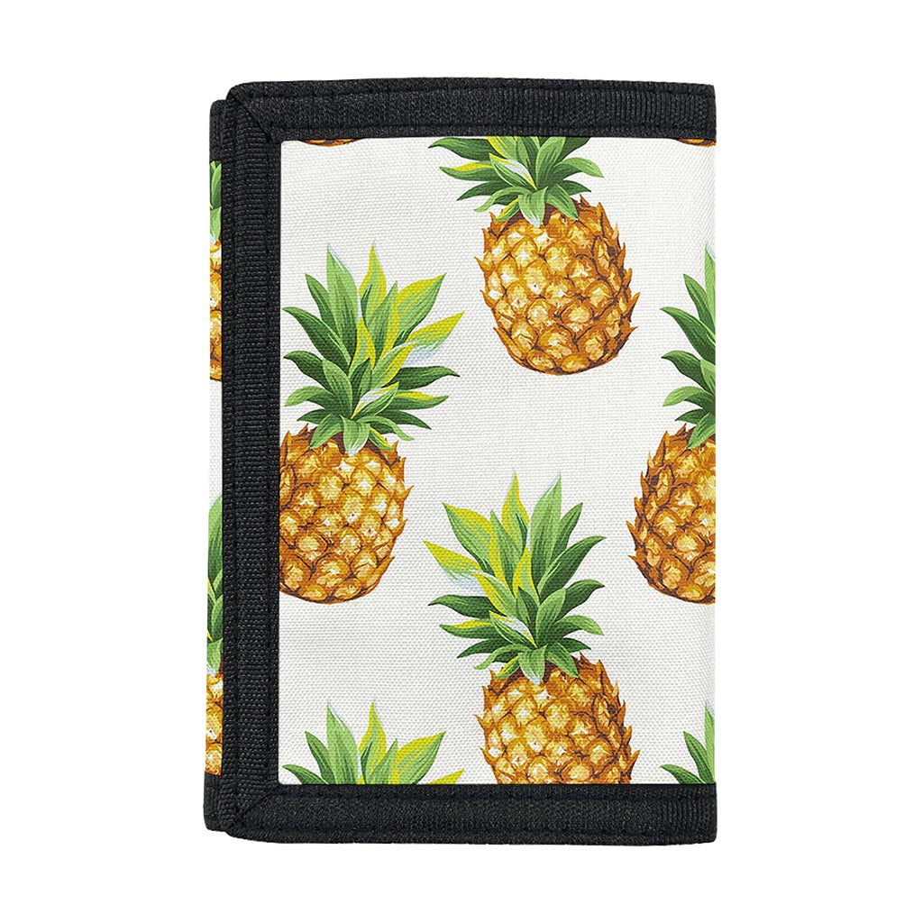 White Pineapple Pattern Print Trifold Wallet
