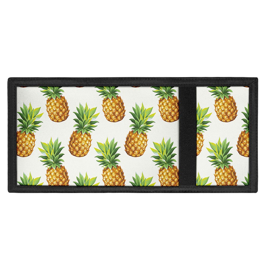 White Pineapple Pattern Print Trifold Wallet