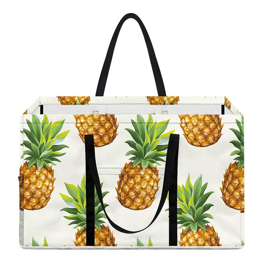 White Pineapple Pattern Print Utility Tote Bag