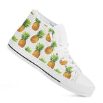 White Pineapple Pattern Print White High Top Sneakers