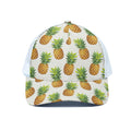 White Pineapple Pattern Print White Mesh Trucker Hat