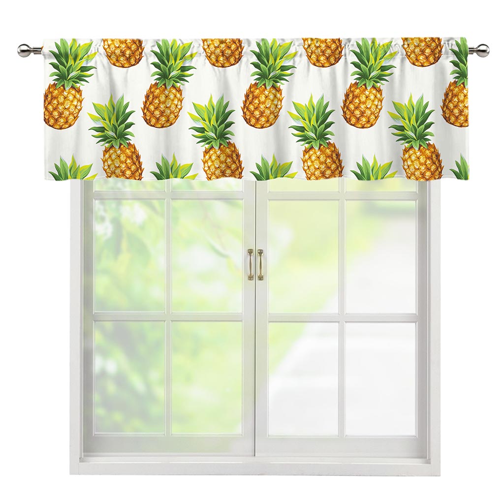 White Pineapple Pattern Print Window Valance
