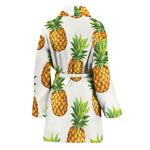 White Pineapple Pattern Print Women's Bathrobe