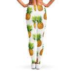 White Pineapple Pattern Print Women's Leggings