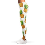 White Pineapple Pattern Print Women's Leggings