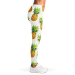 White Pineapple Pattern Print Women's Leggings