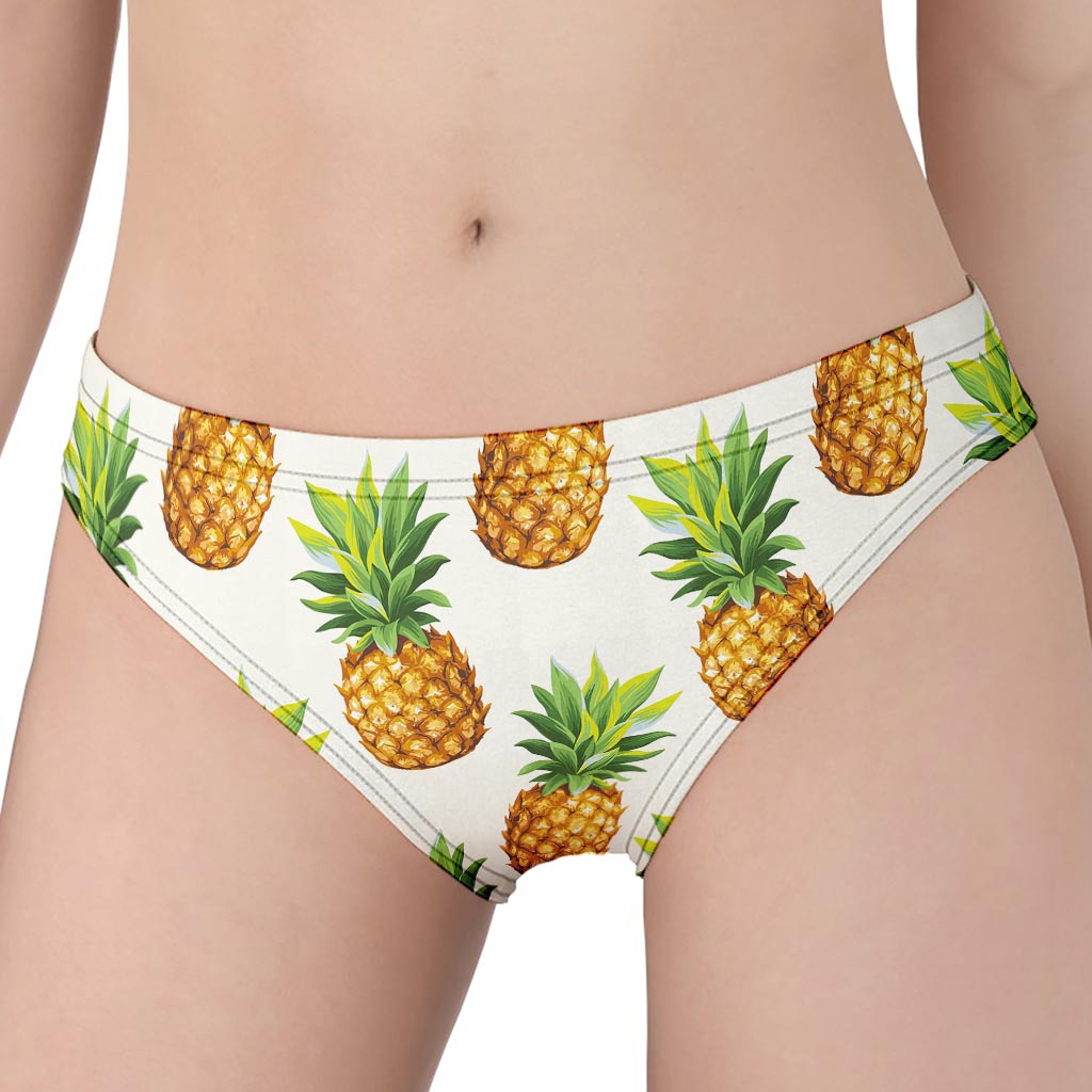 White Pineapple Pattern Print Women's Panties