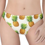 White Pineapple Pattern Print Women's Thong