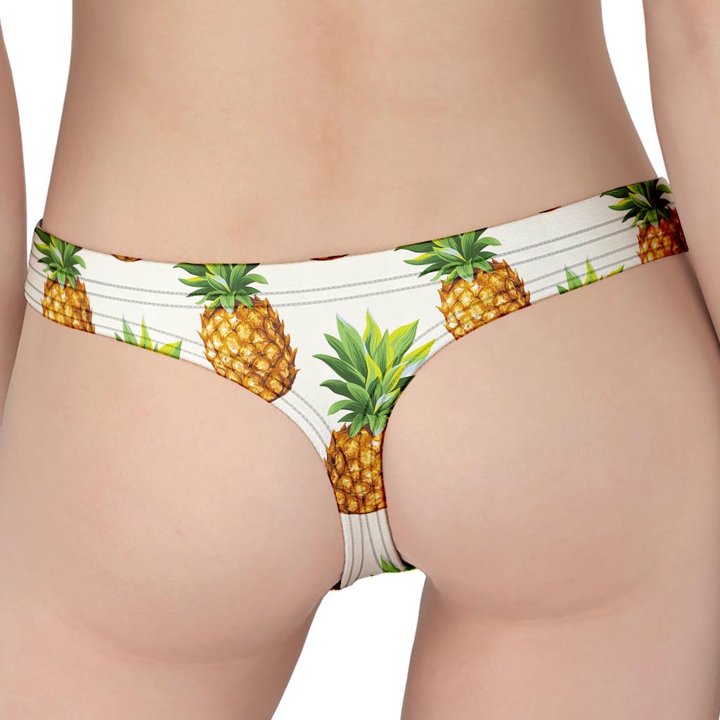 White Pineapple Pattern Print Women's Thong