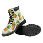 White Pineapple Pattern Print Work Boots