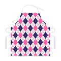 White Pink And Blue Argyle Pattern Print Adjustable Apron