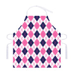 White Pink And Blue Argyle Pattern Print Adjustable Apron