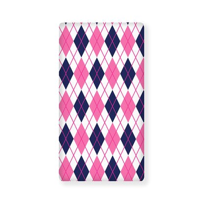White Pink And Blue Argyle Pattern Print Baby Crib Sheet