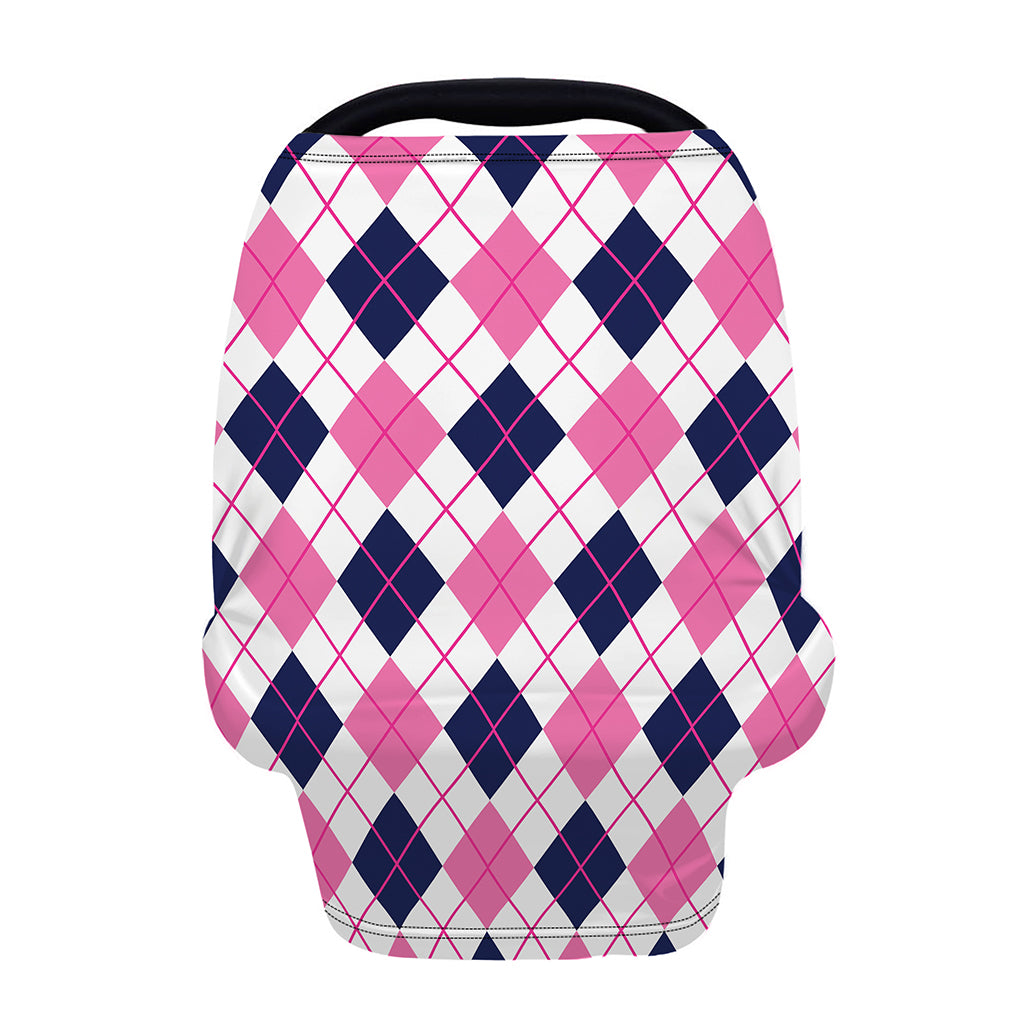 White Pink And Blue Argyle Pattern Print Baby Seat Cover