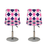 White Pink And Blue Argyle Pattern Print Bar Stool Covers