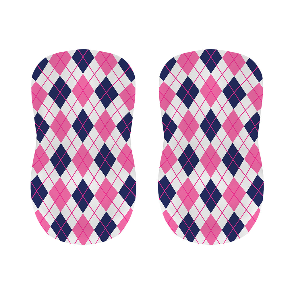 White Pink And Blue Argyle Pattern Print Bar Stool Covers