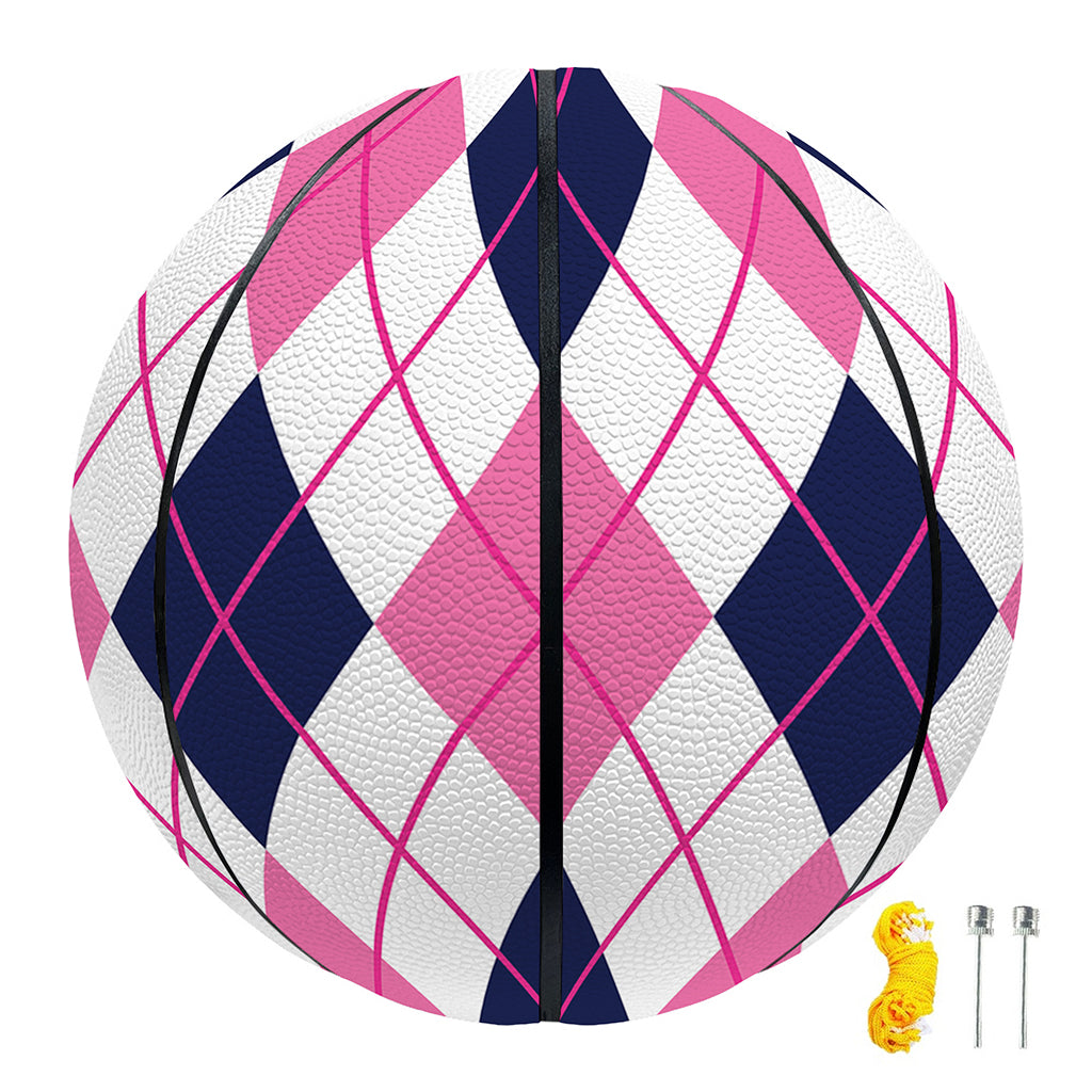 White Pink And Blue Argyle Pattern Print Basketball