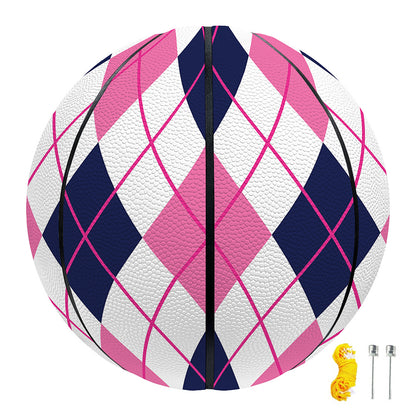 White Pink And Blue Argyle Pattern Print Basketball