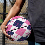 White Pink And Blue Argyle Pattern Print Basketball