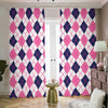 White Pink And Blue Argyle Pattern Print Blackout Pencil Pleat Curtains