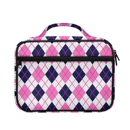 White Pink And Blue Argyle Pattern Print Briefcase Bible Bag