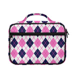 White Pink And Blue Argyle Pattern Print Briefcase Bible Bag
