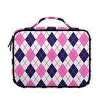 White Pink And Blue Argyle Pattern Print Briefcase Bible Bag
