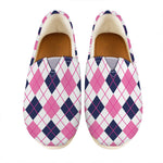 White Pink And Blue Argyle Pattern Print Casual Shoes