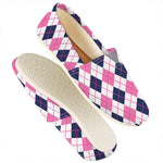 White Pink And Blue Argyle Pattern Print Casual Shoes