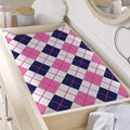 White Pink And Blue Argyle Pattern Print Changing Pad Cover