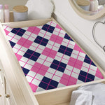 White Pink And Blue Argyle Pattern Print Changing Pad Cover