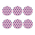 White Pink And Blue Argyle Pattern Print Coaster Set